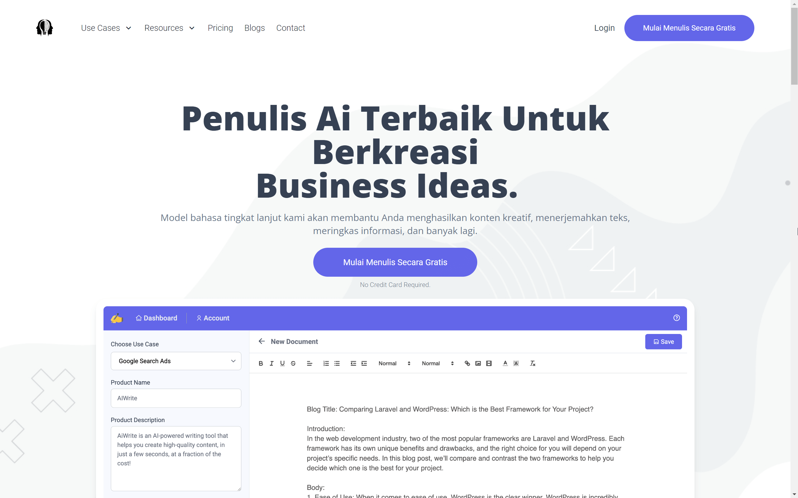 Web Tool OpenAI Writer (Penulis Konten AI) ChatGPT Laravel