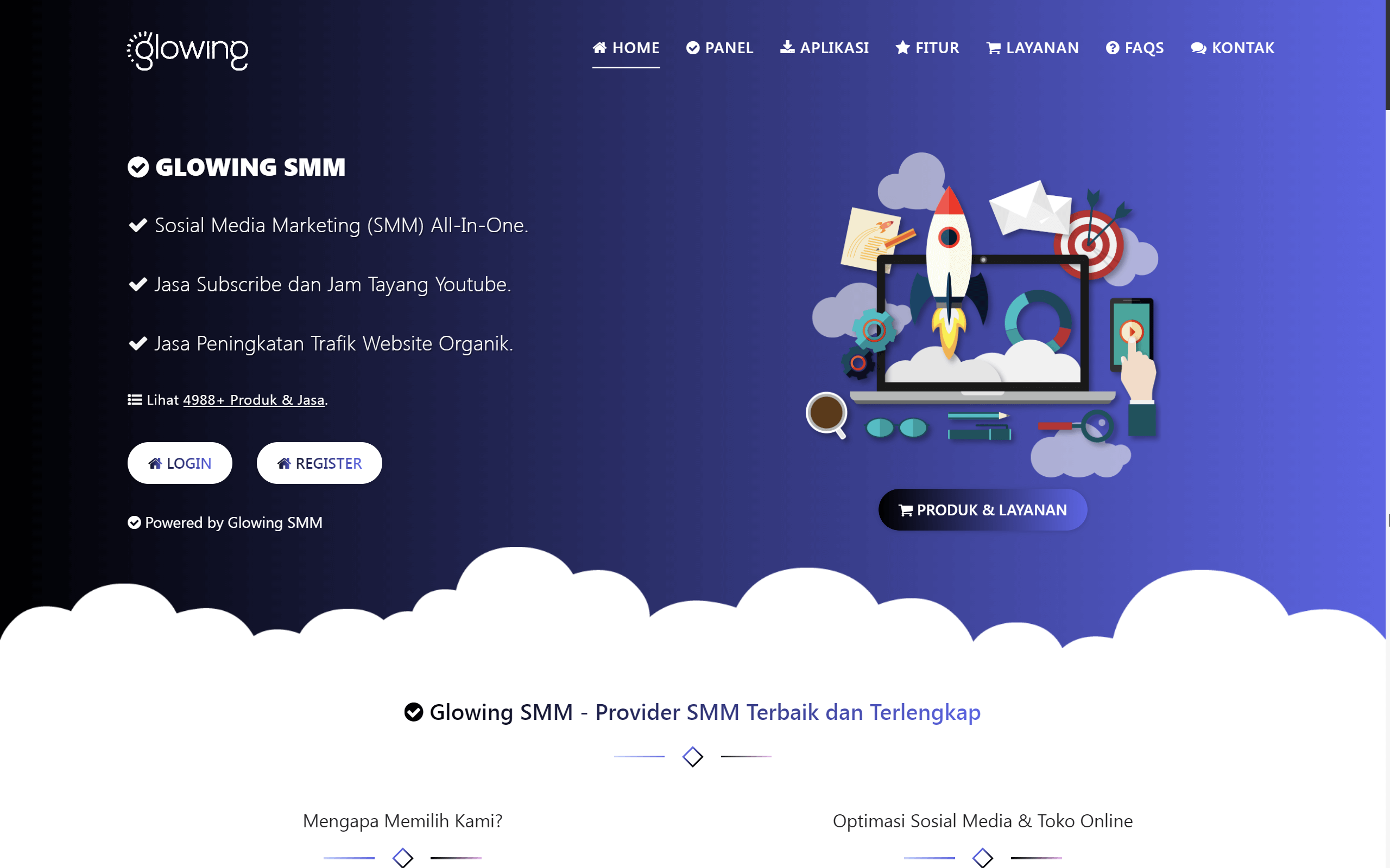 Web Glowing SMM (Platform API Peakerr SMM Panel)