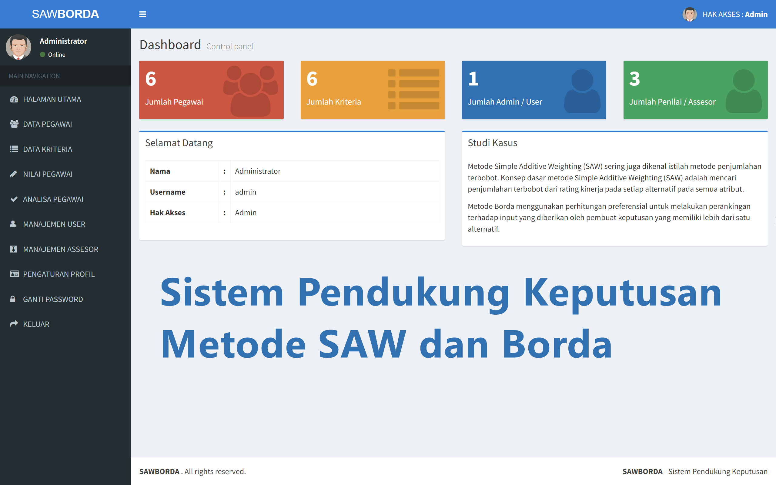 Web SPK Metode Gabungan SAW dan Borda