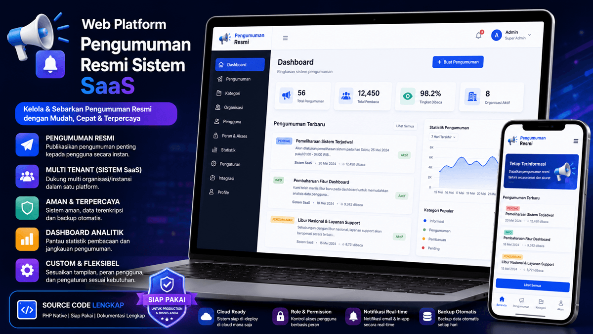 Web Platform Pengumuman Resmi Sistem SaaS
