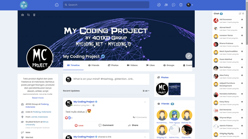 Web dan Apk Sosial Media Sosialita (Facebook)