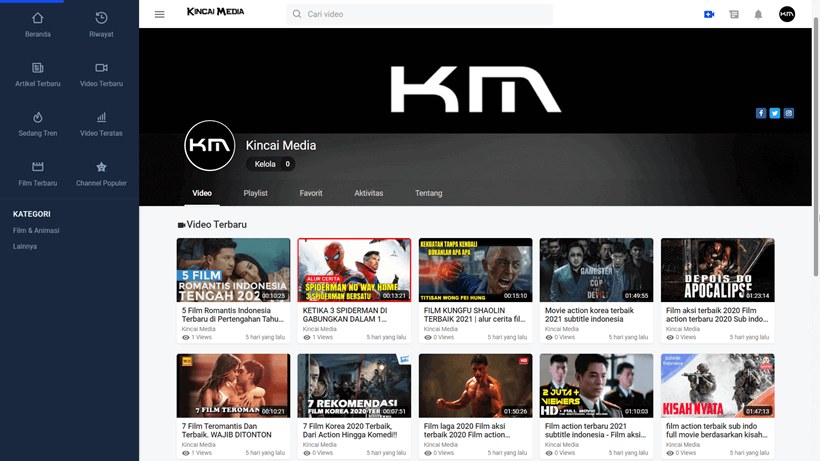 Website AGC Video Youtube, Dailymotion dan Twitch