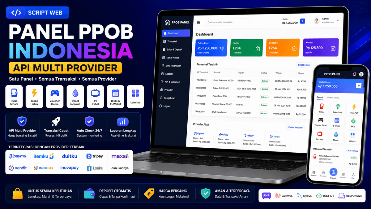 Script Web Panel PPOB Indonesia (API Multi Provider)