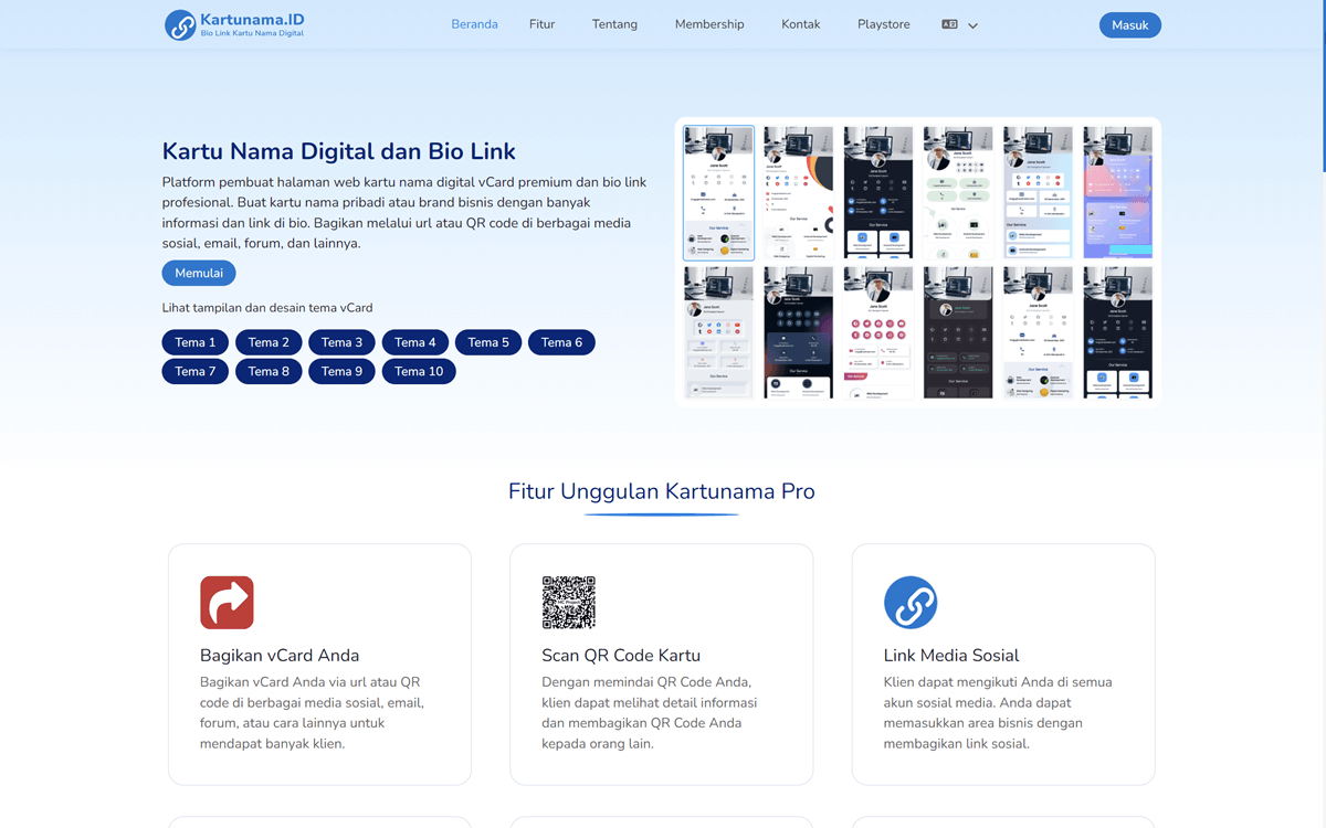 Platform Web Kartu Nama Digital dan vCards